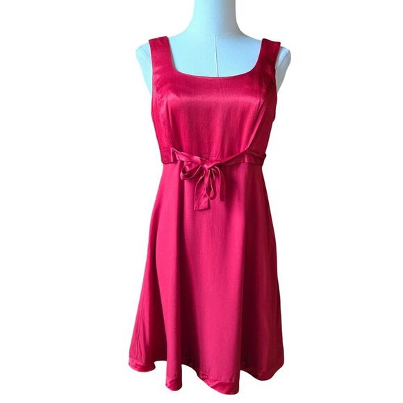 Rampage VTG 90s Y2K Red Satin Silky Bow Mini Dress 7 Coquette Feminine Romantic - Picture 1 of 11